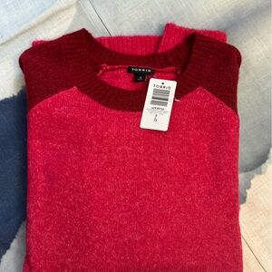 NWT - Torrid Pink and Red Vegan Cashmere Sweater, Size 0